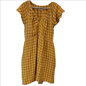 OLD NAVY Prairie Dress Yellow Plaid Empire Women's Large